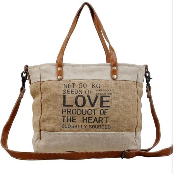 Myra Bag Handbags - Myra Bag Sustainable Organic Fabric Market Bag Upcycled Cotton & Leather S-2887